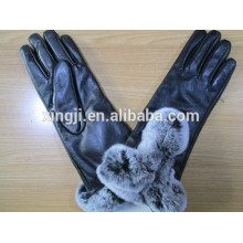 guantes de piel de oveja de moda de calidad superior con piel de conejo para regalo